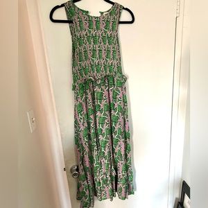 Melody Purple Pattern Smocked Midi Dress